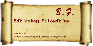 Böcskey Filoména névjegykártya